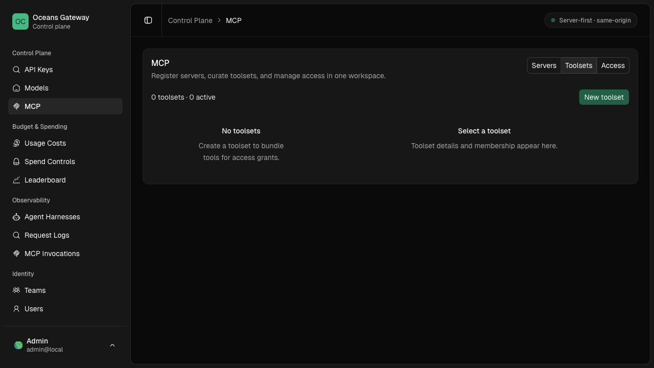MCP toolsets page