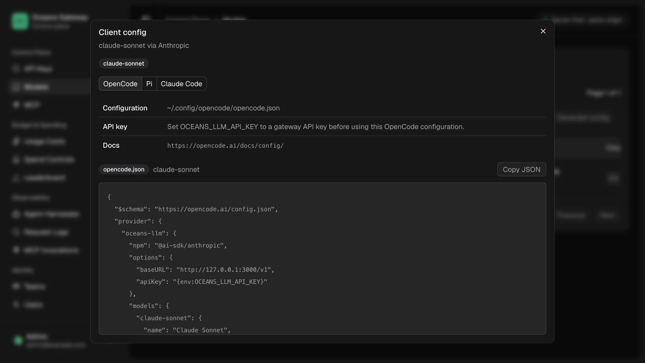 Model client config