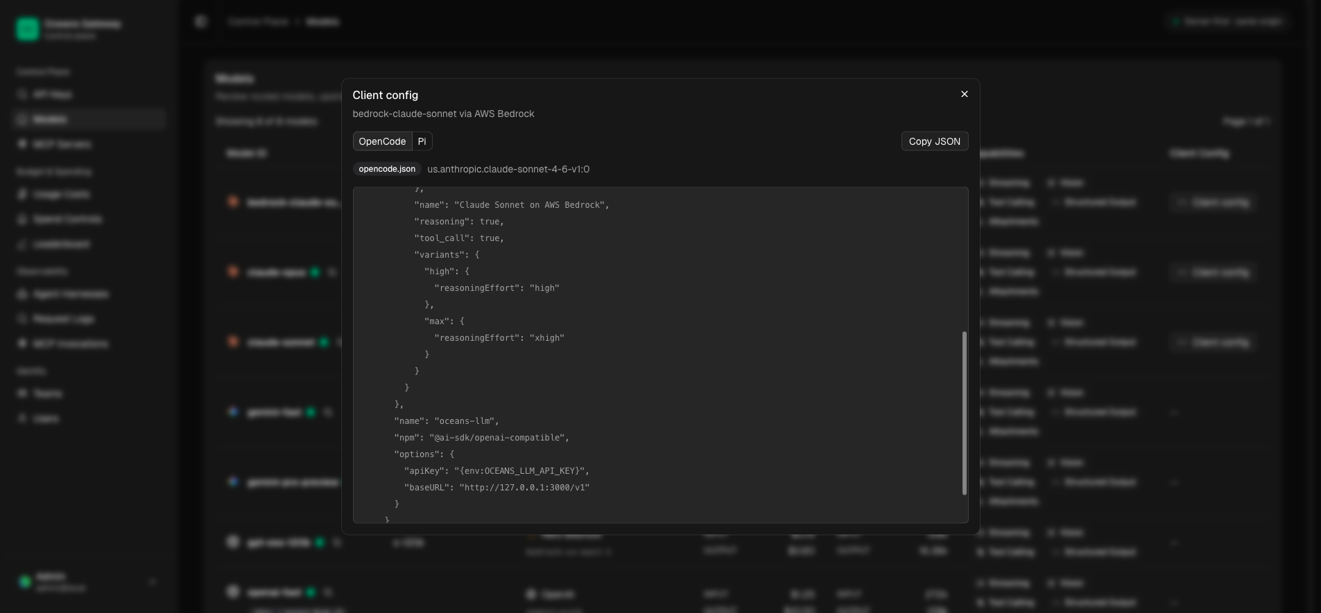 Model Config Page